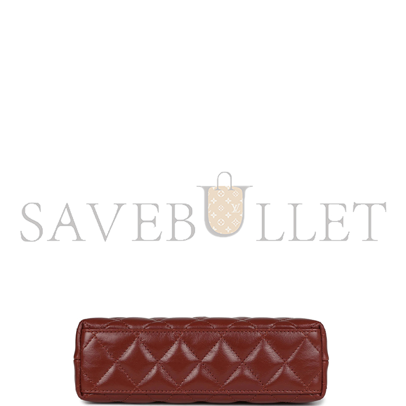 Ch*el master brown quilted calfskin mini kelly brushed gold hardware as4416 (19*13*7cm)